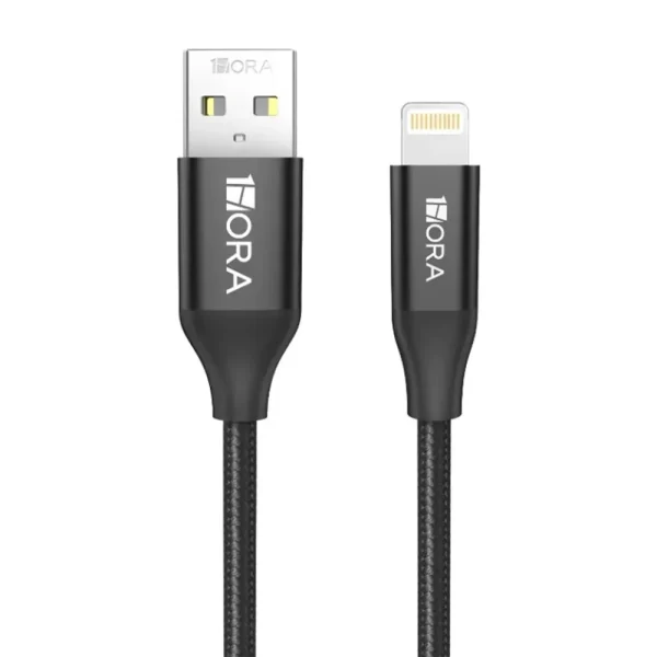 2.4A Braided Black Lightning Cable, 1 meter – CAB250 – 1HORA
